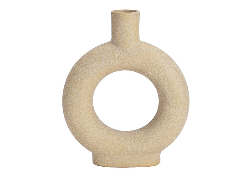 Vase aus Keramik mit Sand Finish/  Loop- Design